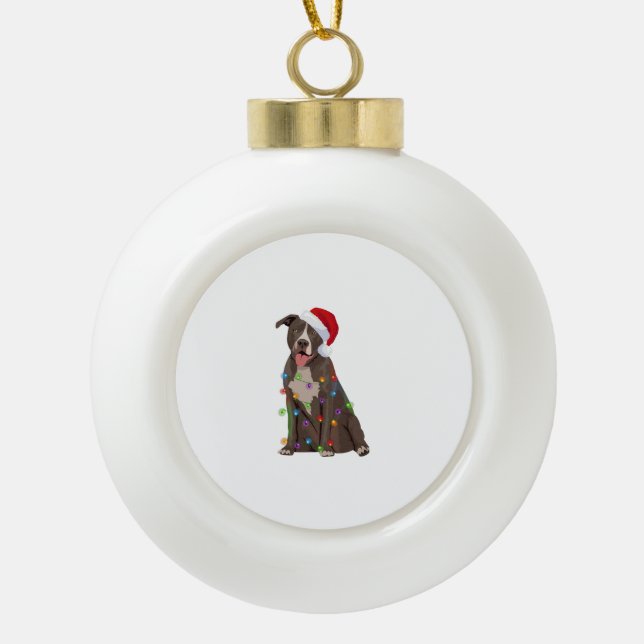Boule En Céramique Pittie Pitbull feux de Noël Noël Noël Amoureux des (Devant)