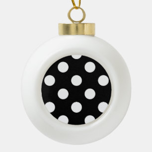 Boule En Céramique Point Polka blanc sur le Motif noir