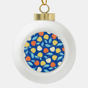 Boule En Céramique Pommes feuilles, arrière - plan bleu, motif transp