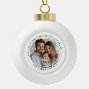 Boule En Céramique Premier Noël Comme Maman Et Papa Photo Personnalis