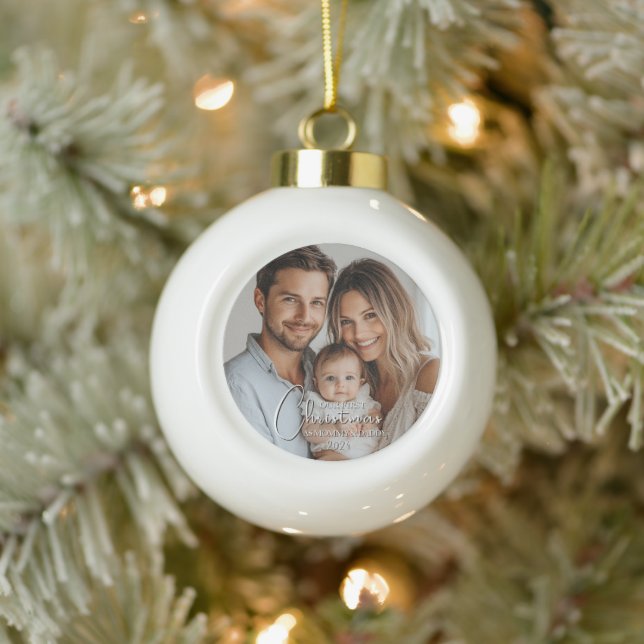 Boule En Céramique Premier Noël Comme Maman Et Papa Photo Personnalis (Arbre)
