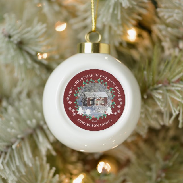 Boule En Céramique Premier Noël dans notre nouvelle maison photo (Arbre)