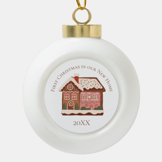 Boule En Céramique Premier Noël dans notre nouvelle maison Pingerie (Devant)