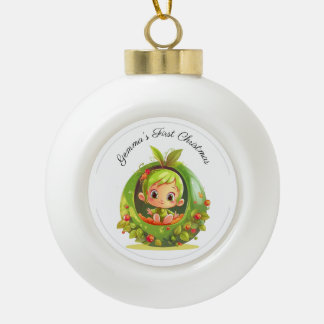 Boule En Céramique Premier Noël de bébé fée personnalisé