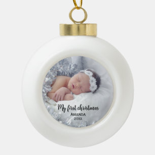 Boule En Céramique Premier Noël du bébé mignon