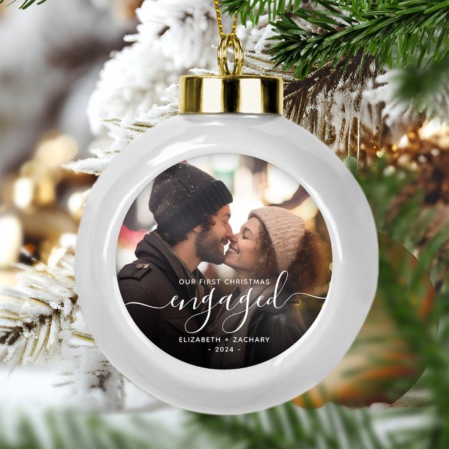 Boule En Céramique Premier Noël Engagé Photo Script blanc (Créateur téléchargé)