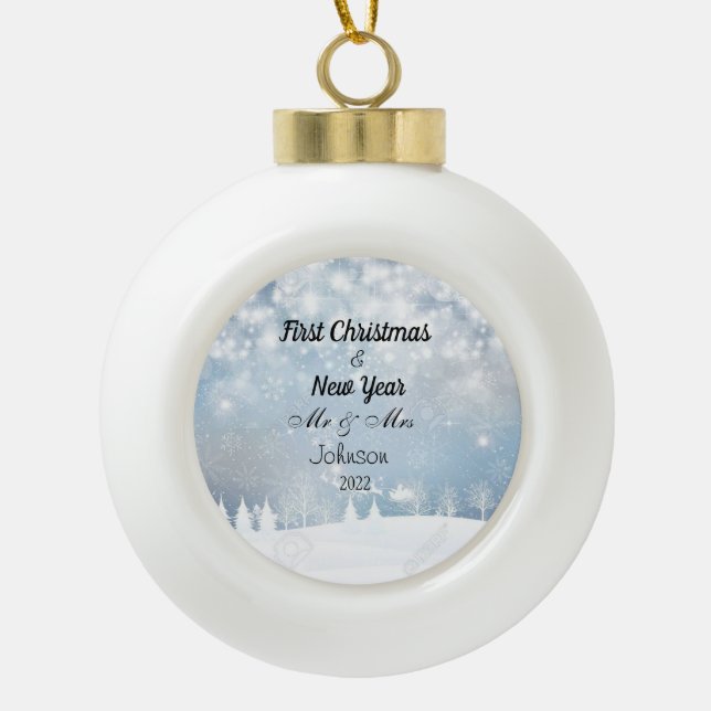 Boule En Céramique Premier Noël Et Nouvel An Personnalisé (Devant)