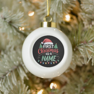 Boule En Céramique Premier Noël personnalisé en tant que famille asso