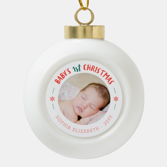 Boule En Céramique Première conservation de Noël du bébé (Devant)