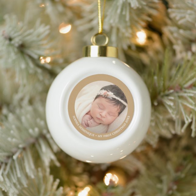 Boule En Céramique Première photo élégante de Noël du bébé (Arbre)