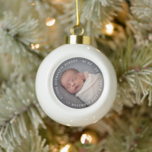 Boule En Céramique Première photo minimaliste de Noël du bébé