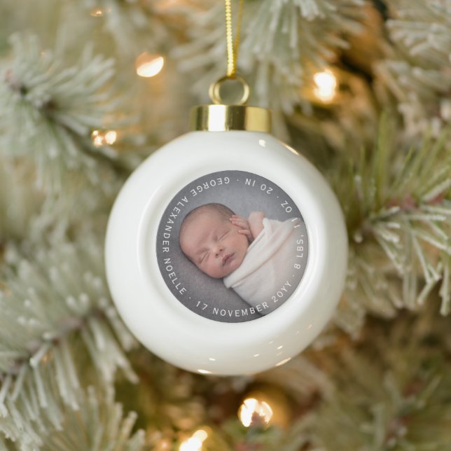Boule En Céramique Première photo minimaliste de Noël du bébé (Arbre)