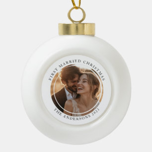 Boule En Céramique Première photo personnalisée de Noël marié