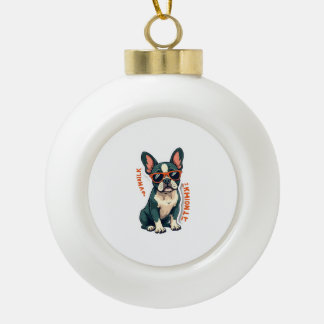 Boule En Céramique Promenade Vintage J'y Réfléchirai Bouledogue Franç