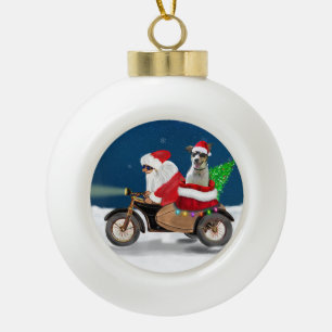 Boule En Céramique Rat Terrier Chien Noël Père Noël