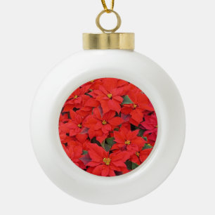 Boule En Céramique Red Poinsettias I Christmas Holiday Floral Photo