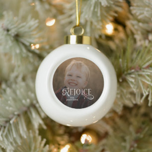 Boule En Céramique Réjouissez-vous Photo de Noël religieux chrétien