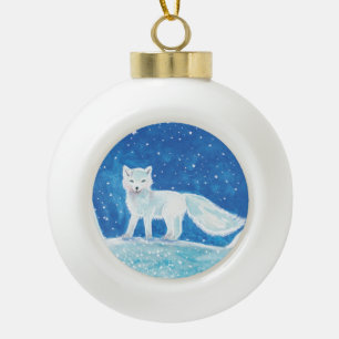 Boule En Céramique Renard blanc arctique en hiver