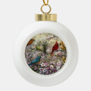 Boule En Céramique Rencontre printanière : Oiseaux chanteurs colorés 