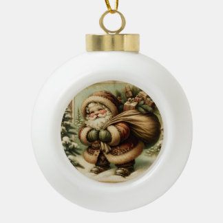 Boule En Céramique Retro Santa Claus with Gifts