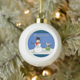 Boule En Céramique Rex The TV Terrier Rex et l'ornement Snowman