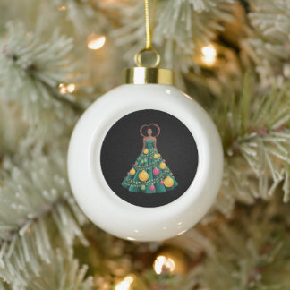 Boule En Céramique Robe de sapin de Noël Lumières de Noël Femme Afro