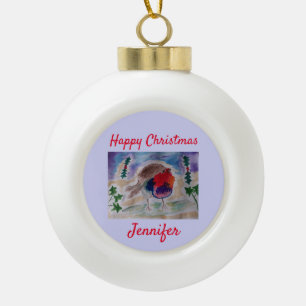 Boule En Céramique Robin de Noël en céramique Ball Ornament