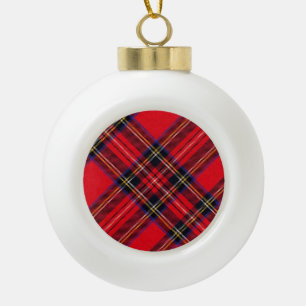 Boule En Céramique Royal Stewart tartan rouge noir plaid