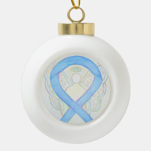 Boule En Céramique Ruban de sensibilisation Ciel Bleu Ange Gardien