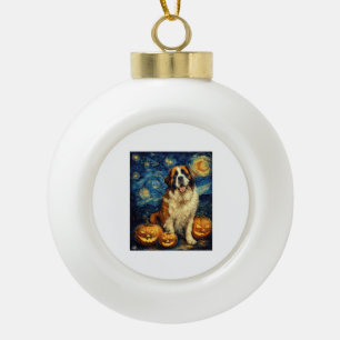 Boule En Céramique Saint Bernard Chien Mignon Halloween Jack O Lanter