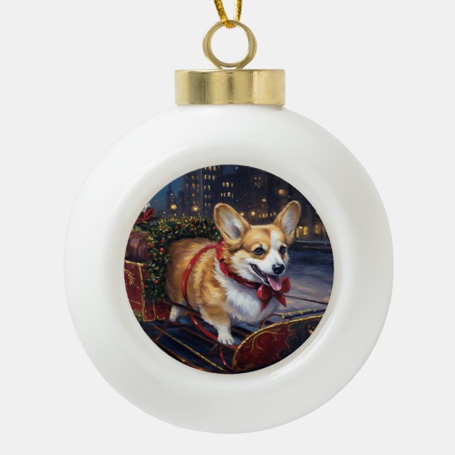 Boule En Céramique Saison de Noël de Corgi (Devant)