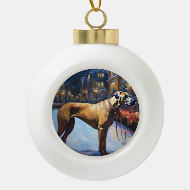 Boule En Céramique Saison de Noël de Rhodesian Ridgeback (Devant)