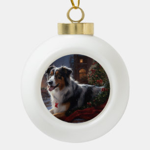 Boule En Céramique Saison de Noël du berger australien