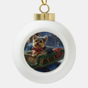 Boule En Céramique Saison de Noël du Yorkshire Terrier