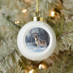 Boule En Céramique Saluki Laisser neiger Noël