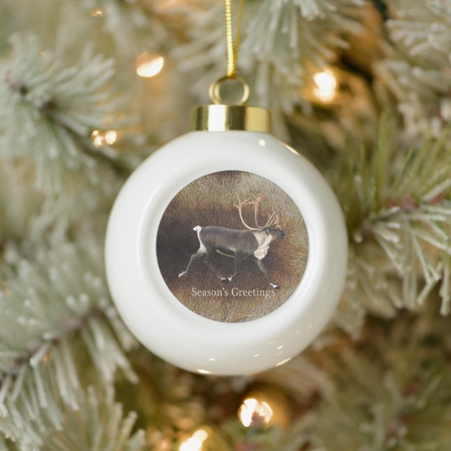 Boule En Céramique Salutation de saison - Bull Caribou (Reindeer) (Arbre)