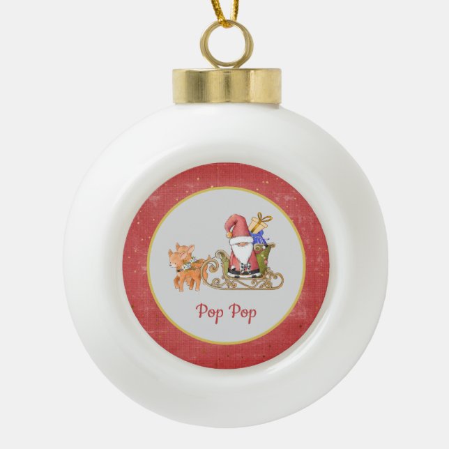 Boule En Céramique Santa Claus Reindeer Sleigh Année Nom personnalisé (Devant)