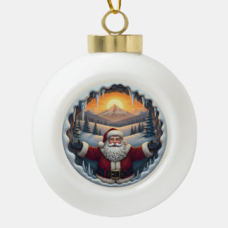 Boule En Céramique Santa Claus Xmas Ornament 2025 – Winter Scene 1