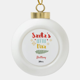 Boule En Céramique Santas Petit Diva Fille Noël