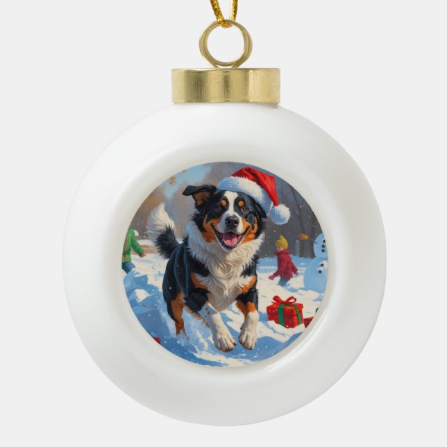 Boule En Céramique Scène de Noël de bétail australien (Devant)