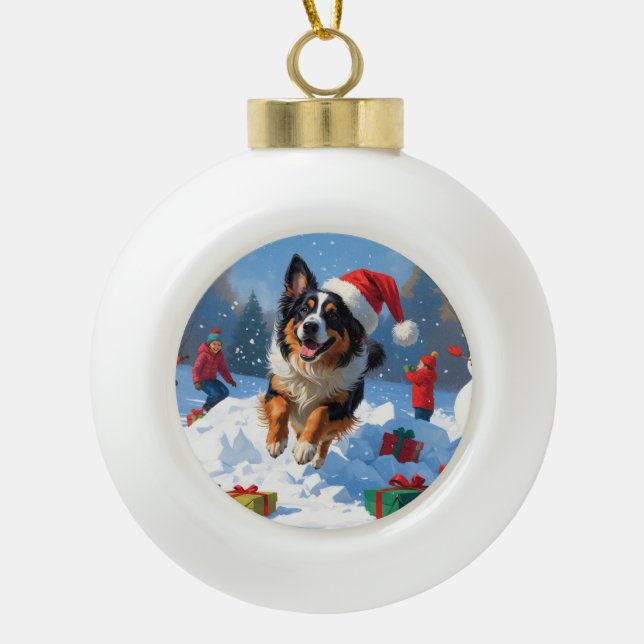 Boule En Céramique Scène de Noël du berger belge (Devant)