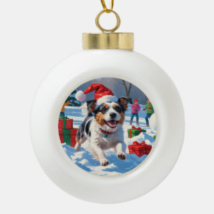Boule En Céramique Scène de Noël du Terrier australien