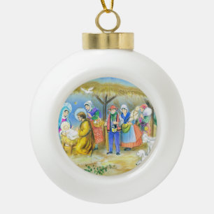 Boule En Céramique Scène française vintage de nativité
