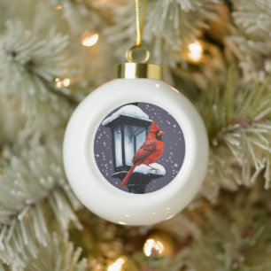 Boule En Céramique Scène hivernale avec carte de Noël de vacances d'o