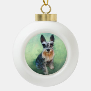 Boule En Céramique Schnauzer Miniature Dog Eau Couleur Art Peinture