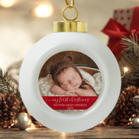 Script élégant Mon premier bébé de Noël Rouge