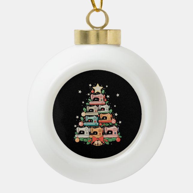Boule En Céramique Sewing Machine Christmas Tree Stitch Knit Sew Xmas (Devant)