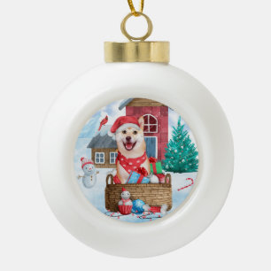 Boule En Céramique Shiba Inu Chien dans la neige Maison de Chien de N