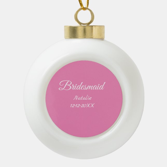 Boule En Céramique Simple minimal pink bridesmaid add name year text  (Devant)
