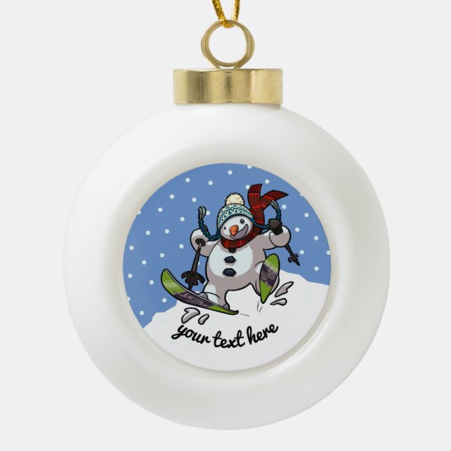 Boule En Céramique Ski Snowman En Laine Casquette De Noël Cartoon (Devant)